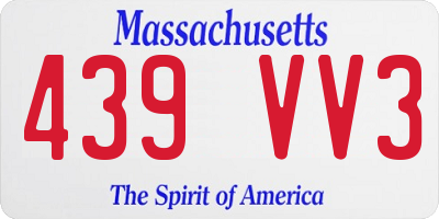 MA license plate 439VV3