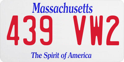 MA license plate 439VW2