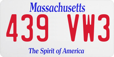 MA license plate 439VW3