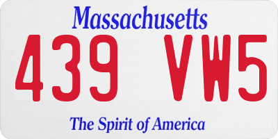 MA license plate 439VW5