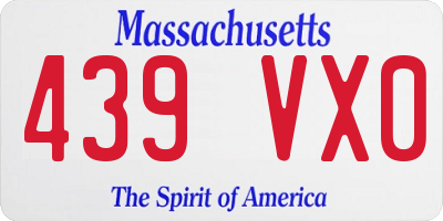 MA license plate 439VX0