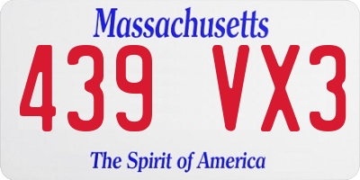MA license plate 439VX3