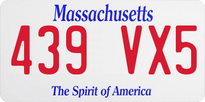 MA license plate 439VX5