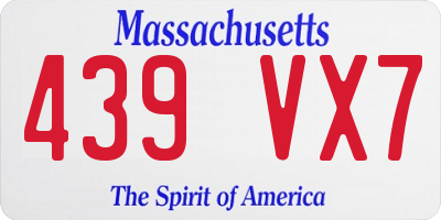 MA license plate 439VX7