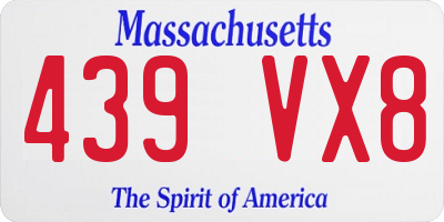 MA license plate 439VX8