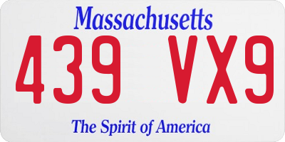 MA license plate 439VX9