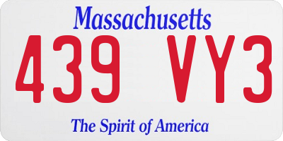 MA license plate 439VY3