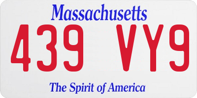 MA license plate 439VY9