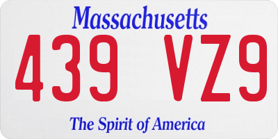 MA license plate 439VZ9
