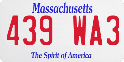 MA license plate 439WA3