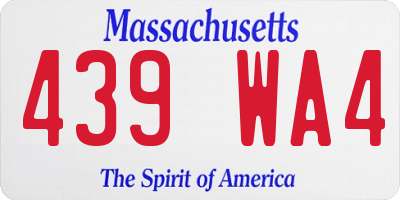 MA license plate 439WA4