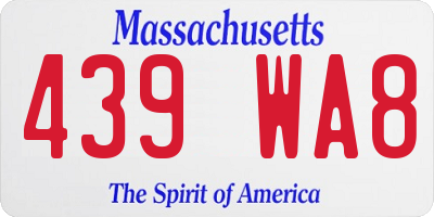 MA license plate 439WA8