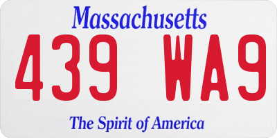 MA license plate 439WA9
