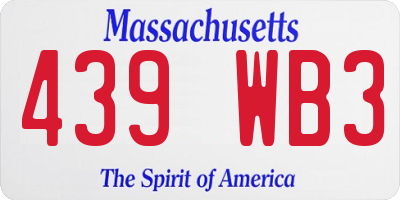 MA license plate 439WB3