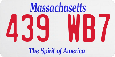 MA license plate 439WB7