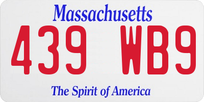 MA license plate 439WB9