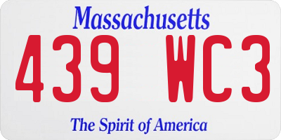 MA license plate 439WC3