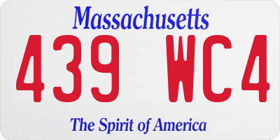 MA license plate 439WC4