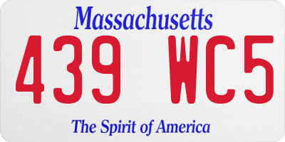 MA license plate 439WC5