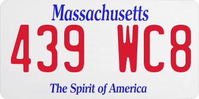 MA license plate 439WC8