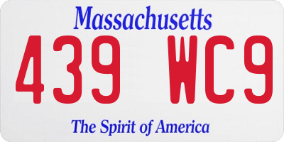 MA license plate 439WC9