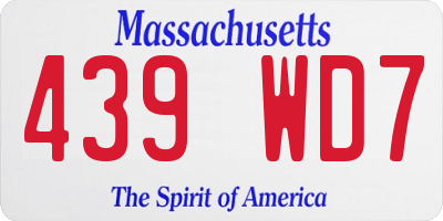 MA license plate 439WD7