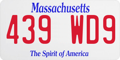 MA license plate 439WD9