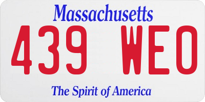 MA license plate 439WE0