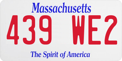 MA license plate 439WE2