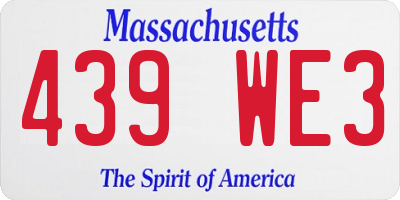 MA license plate 439WE3