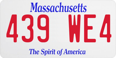 MA license plate 439WE4
