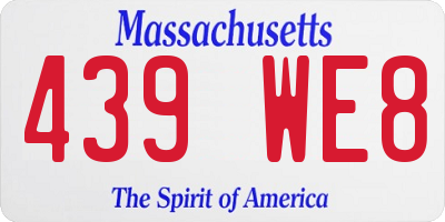 MA license plate 439WE8