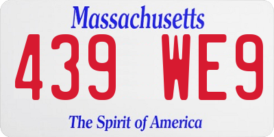 MA license plate 439WE9