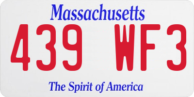 MA license plate 439WF3