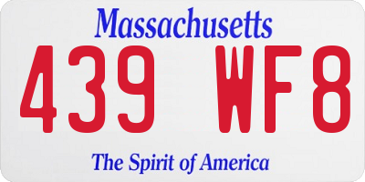 MA license plate 439WF8