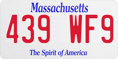 MA license plate 439WF9