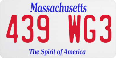 MA license plate 439WG3
