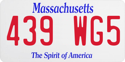 MA license plate 439WG5