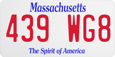 MA license plate 439WG8