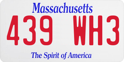 MA license plate 439WH3