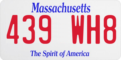 MA license plate 439WH8