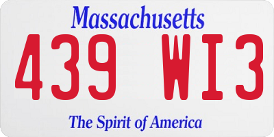 MA license plate 439WI3