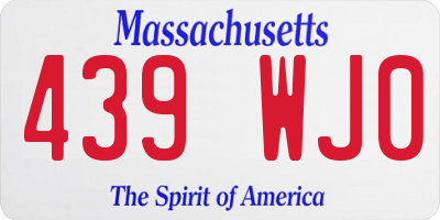 MA license plate 439WJ0