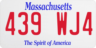MA license plate 439WJ4
