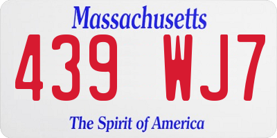 MA license plate 439WJ7