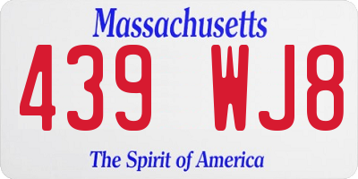MA license plate 439WJ8