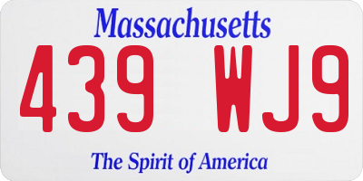 MA license plate 439WJ9