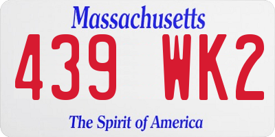 MA license plate 439WK2