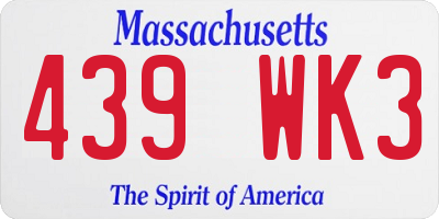 MA license plate 439WK3