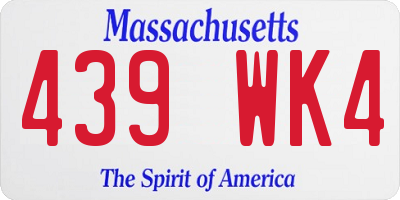 MA license plate 439WK4